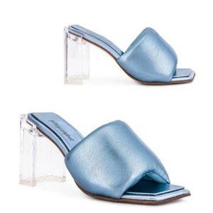 Jeffrey Campbell Zenon Mules in Light Blue Metallic 10